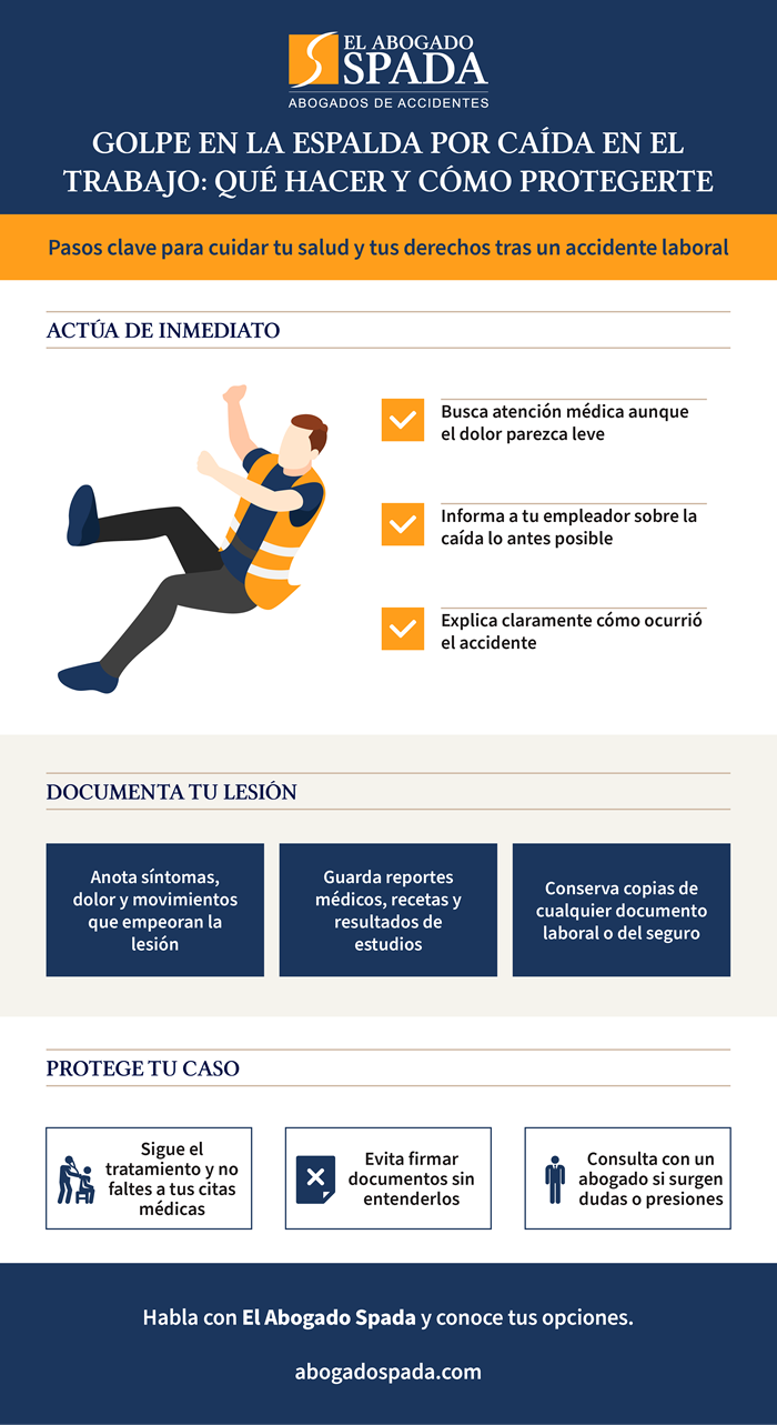 Qué hacer tras golpe en la espalda por caída en el trabajo